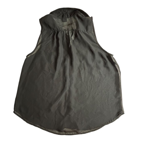 Wet Seal Black Sleeveless Button Down Shirt Collared Pockets Blouse‎ XL - Picture 3 of 4